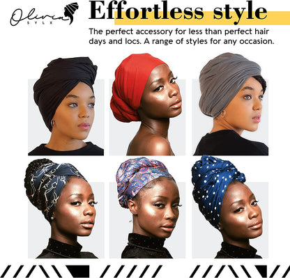Head Wrap for Black Women - African Hair Wrap & Hair Scarf - Jersey Hair Turbans for Women - Soft & Breathable Headwrap Apparel & Accessories > Clothing Accessories > Bandanas & Headties Olivia Sylx   
