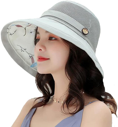 Women'S Mesh Sun Hats Summer UV Protection Wide Brim Beach Fishing Cap Apparel & Accessories > Clothing Accessories > Hats Mookyun Grey  