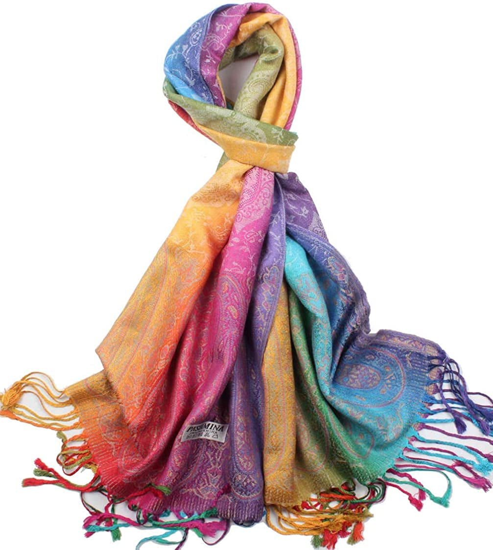 Soft Cashmere Feel Scarf for Women Elegant Large Winter Warm Scarves Shawl Wrap Gifts Monet Klimt Van Gogh'S Art Printed Apparel & Accessories > Clothing Accessories > Scarves & Shawls VIUJUH Colorful  