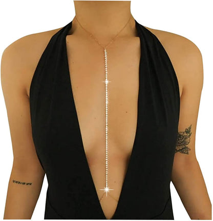 Bomine Gold Rhinestone Body Chain Silver Bra Crystal Sexy Bikini Body Jewelry Necklace Chains for Women and Girls (Gold) Apparel & Accessories > Jewelry > Body Jewelry Bomine   