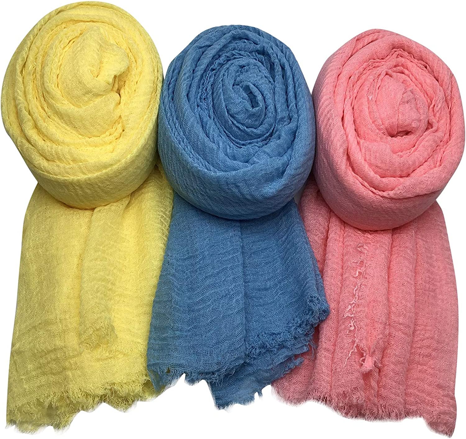 MANSHU 3 PCS Women Soft Scarf Shawl Long Scarf. Apparel & Accessories > Clothing Accessories > Scarves & Shawls MANSHU Yellow, Blue ,Pink  
