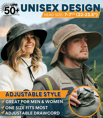 Geartop Wide Brim Sun Hat for Men and Women - Mens Bucket Hats with UV Protection for Hiking - Beach Hats for Women UPF 50+ Apparel & Accessories > Clothing Accessories > Hats GearTOP   