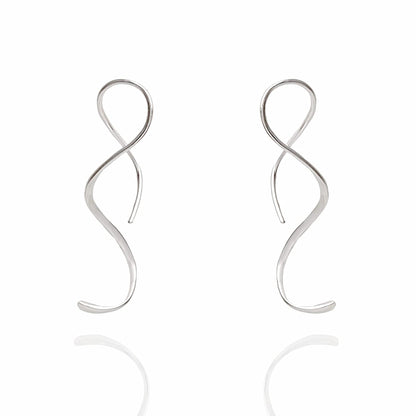 Spiral Threader Earrings 925 Sterling Silver Handmade Twisted Curved Pull through Earrings Apparel & Accessories > Jewelry > Earrings Kakikaki   