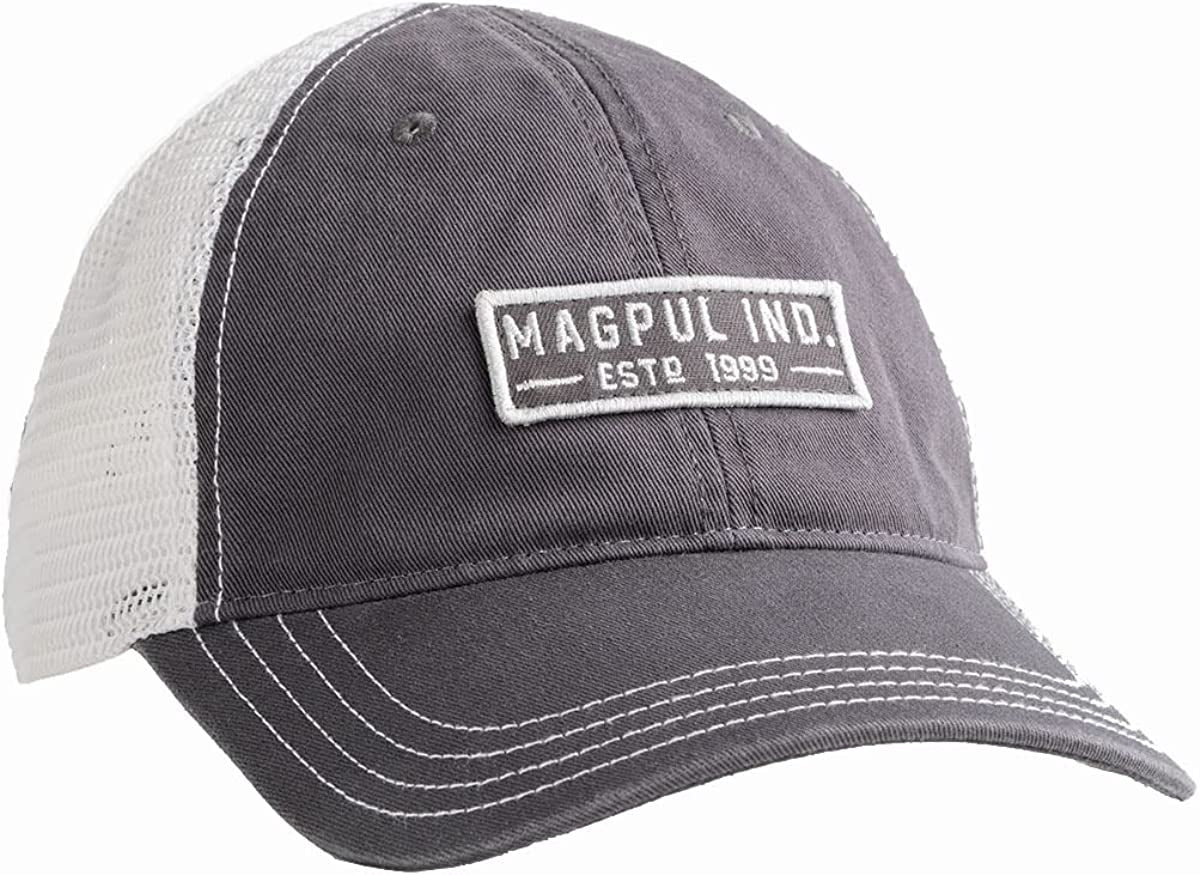 Magpul Trucker Hat Snap Back Baseball Cap, One Size Fits Most Apparel & Accessories > Clothing Accessories > Hats Magpul Established Garment Washed Charcoal/White One Size 
