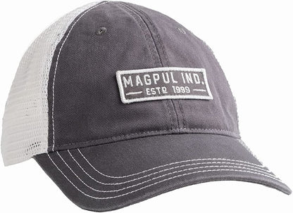 Magpul Trucker Hat Snap Back Baseball Cap, One Size Fits Most Apparel & Accessories > Clothing Accessories > Hats Magpul Established Garment Washed Charcoal/White One Size 