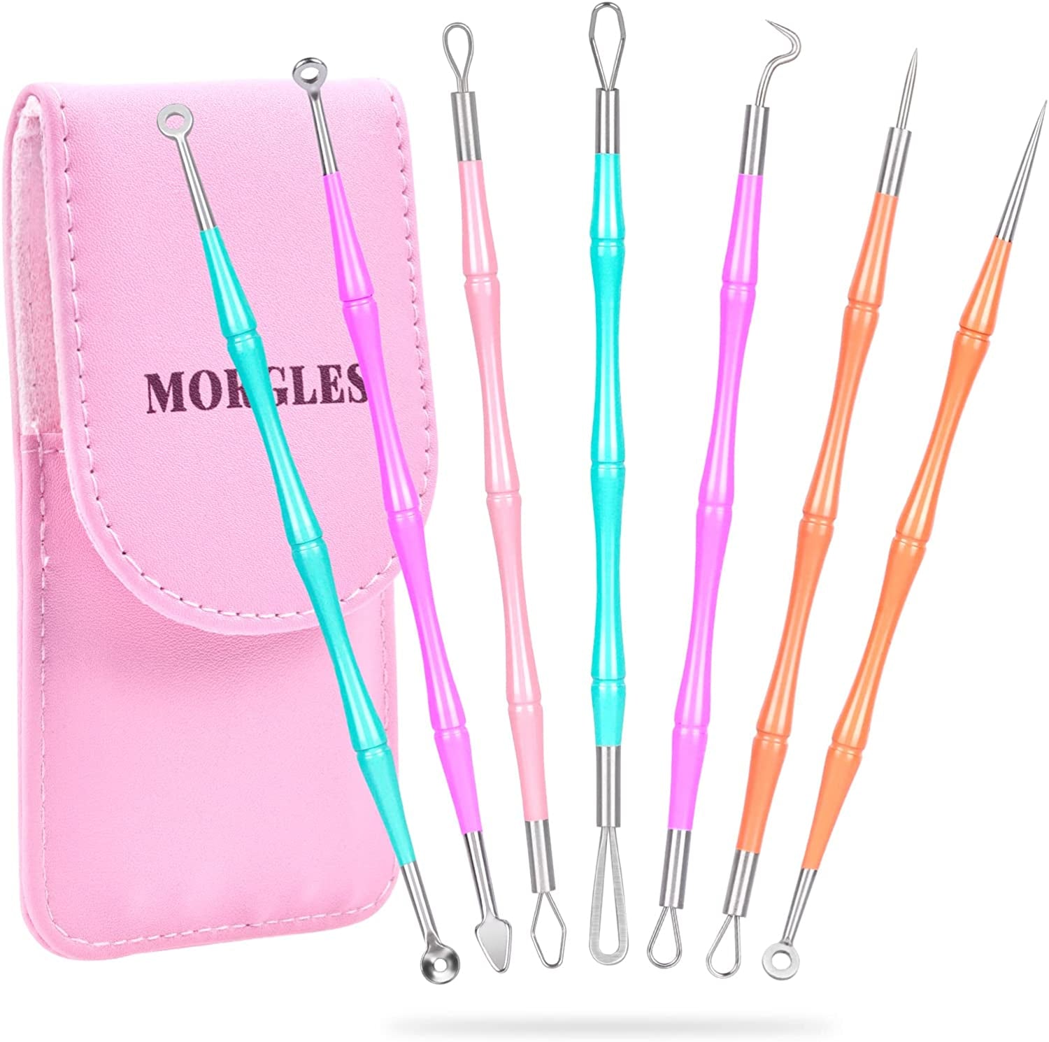Pimple Popper Tool Kit, MORGLES 14-Heads Professional Stainless Acne Zit Popper Extraction Tools for Facial Nose with Leather Case Health & Beauty > Personal Care > Cosmetics > Cosmetic Tools > Skin Care Tools MORGLES   