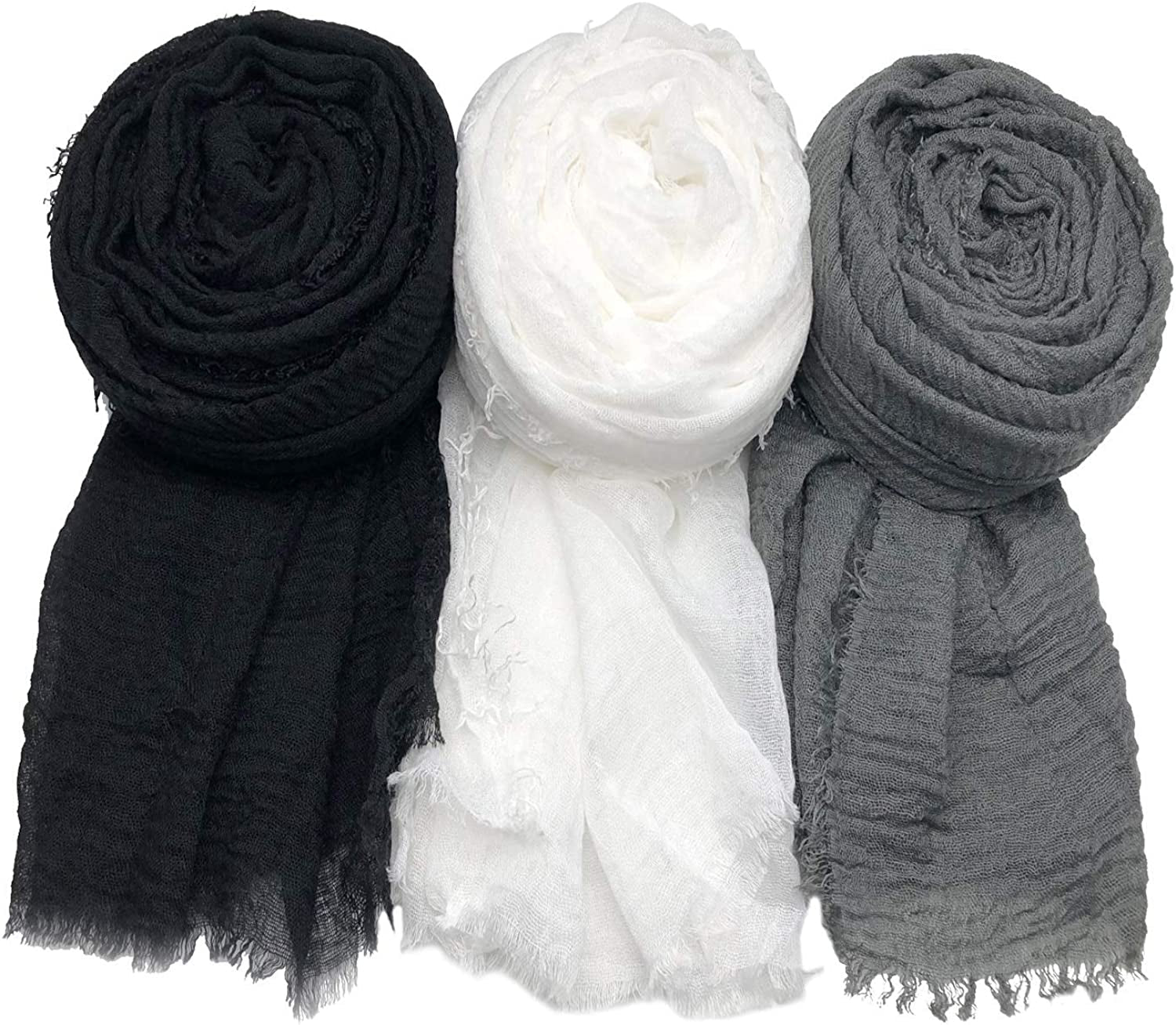 MANSHU 3 PCS Women Soft Scarf Shawl Long Scarf. Apparel & Accessories > Clothing Accessories > Scarves & Shawls MANSHU Black, White Dark, Gray  