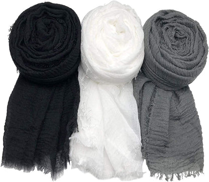 MANSHU 3 PCS Women Soft Scarf Shawl Long Scarf. Apparel & Accessories > Clothing Accessories > Scarves & Shawls MANSHU Black, White Dark, Gray  