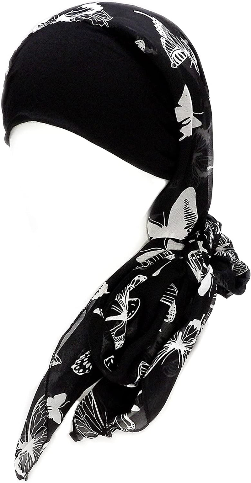 Headwear for Women Sleep Beanie Head Scarf for Bald Wraps Cancer Hats Turbans Apparel & Accessories > Clothing Accessories > Headwear Gragengs Black Butterfly  