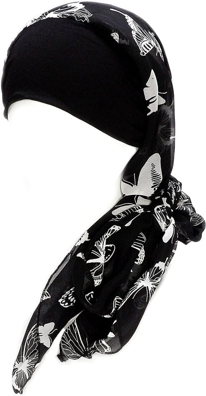 Headwear for Women Sleep Beanie Head Scarf for Bald Wraps Cancer Hats Turbans Apparel & Accessories > Clothing Accessories > Headwear Gragengs Black Butterfly  