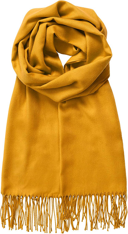 Made by Johnny Unisex Large Lightweight Soft Silky Real Cashmere Shawl Wrap Scarf Apparel & Accessories > Clothing Accessories > Scarves & Shawls Made By Johnny Wsk2091_mustard One_Size 