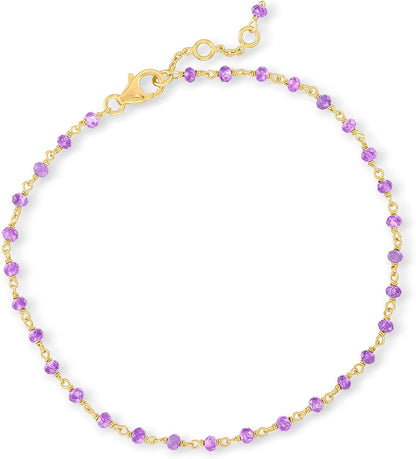 Ross-Simons 6.25 Ct. T.W. Amethyst Bead Anklet in 18Kt Gold over Sterling. 9 Inches Apparel & Accessories > Jewelry > Anklets Ross-Simons   