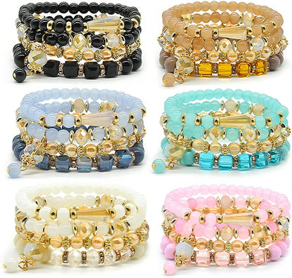 Bohemian Bracelet Sets for Women - 6 Sets Stackable Stretch Bracelets Multi-Color Boho Jewelry for Women Hippie Bracelets Dainty Jewelry Best Friend Gift Apparel & Accessories > Jewelry > Bracelets VONRU Seed bead bracelet sets  