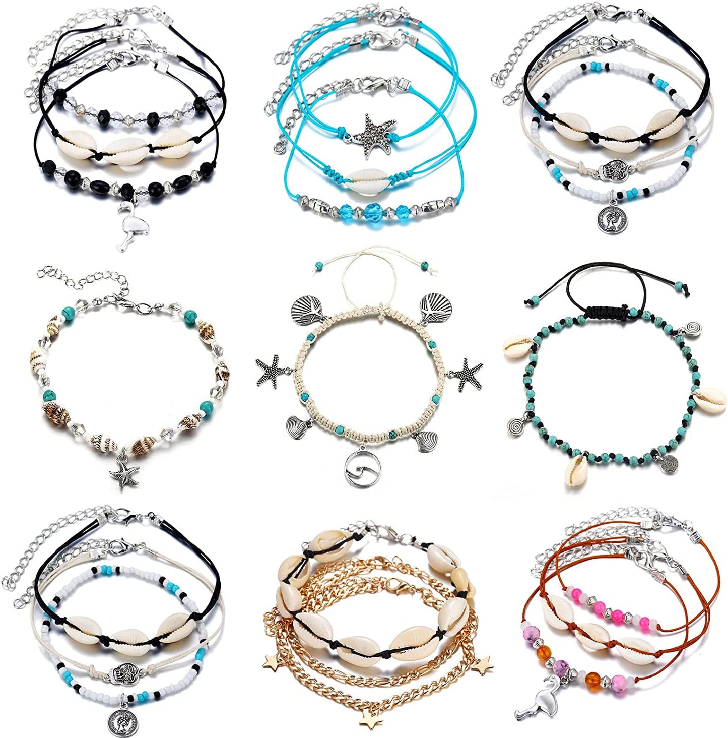 Fashion Bohemia Summer Multi Layered Shell Ankle for Women Boho Ocean Barefoot Beach on Leg Bracelet Female Sandals Jewelry Professional and Attractive Apparel & Accessories > Jewelry > Bracelets Generic   