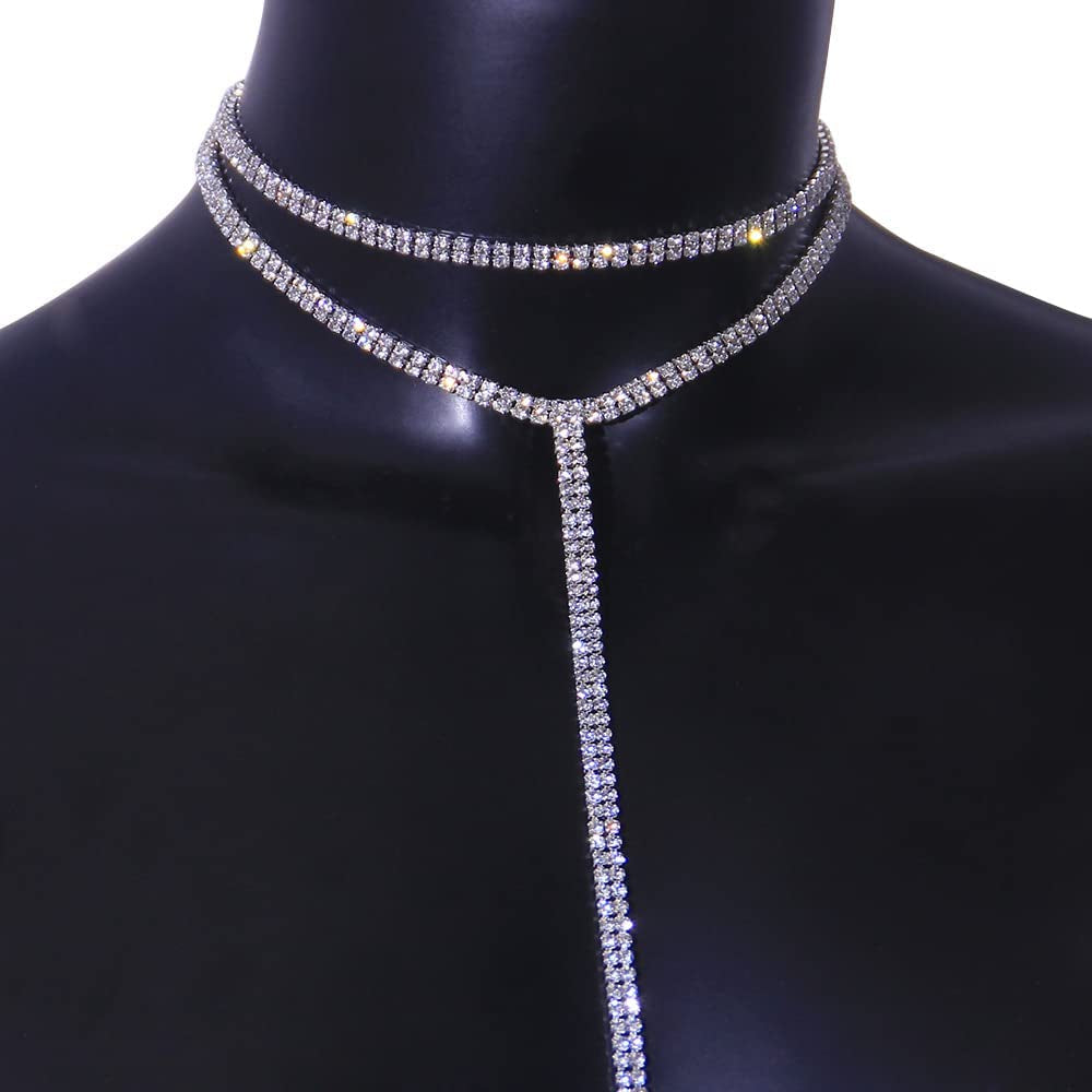 Blindery Rinestone Body Chains Jewelry Sexy Layered Body Necklace Crystal Body Necklace Nightclub Party Bikini Body Jewelry for Women and Girls Apparel & Accessories > Jewelry > Body Jewelry Blindery   