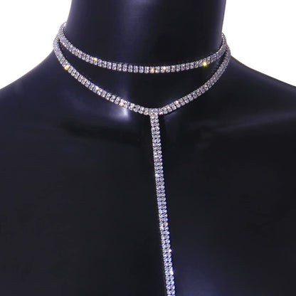 Blindery Rinestone Body Chains Jewelry Sexy Layered Body Necklace Crystal Body Necklace Nightclub Party Bikini Body Jewelry for Women and Girls Apparel & Accessories > Jewelry > Body Jewelry Blindery   