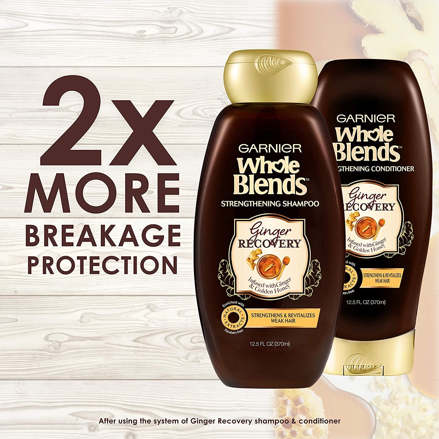 Garnier Hair Care Whole Blends Ginger Recovery Strengthening Shampoo and Conditioner with Ginger and Golden Honey Extracts, for Weak, Brittle Hair, Paraben Free 44 Fl Oz Health & Beauty > Personal Care > Hair Care Garnier   