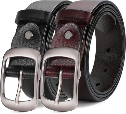 Fashion Womens Leather Belts SUOSDEY with Pin Buckle Waist Belt for Jeans Pants Apparel & Accessories > Clothing Accessories > Belts SUOSDEY 02-black & Coffee XX-Large: fits waist from 47"-50" 