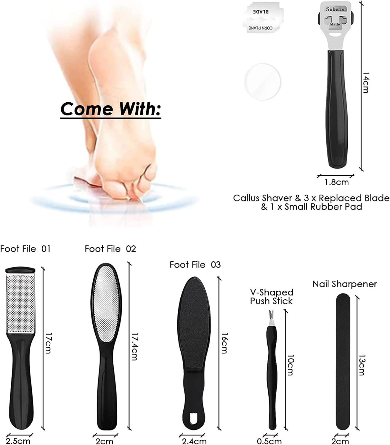 Electric Foot File Callus Remover - IPX7 Waterproof Rechargeable Callus Remover for Feet with 8 in 1 Pedicure Kit Foot Care, 3 Roller Heads, and 2 Speeds Health & Beauty > Personal Care > Foot Care PEFOOK   