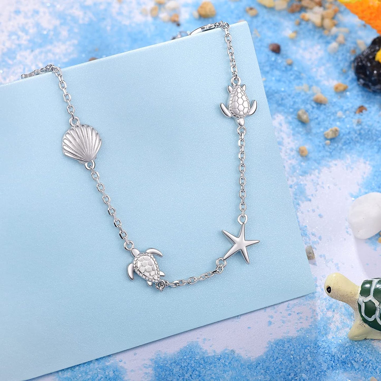 BEILIN 925 Sterling Silver Seabeach Anklets for Women Teen Girls Ocean Ankle Bracelets for Women Apparel & Accessories > Jewelry > Anklets BEILIN   