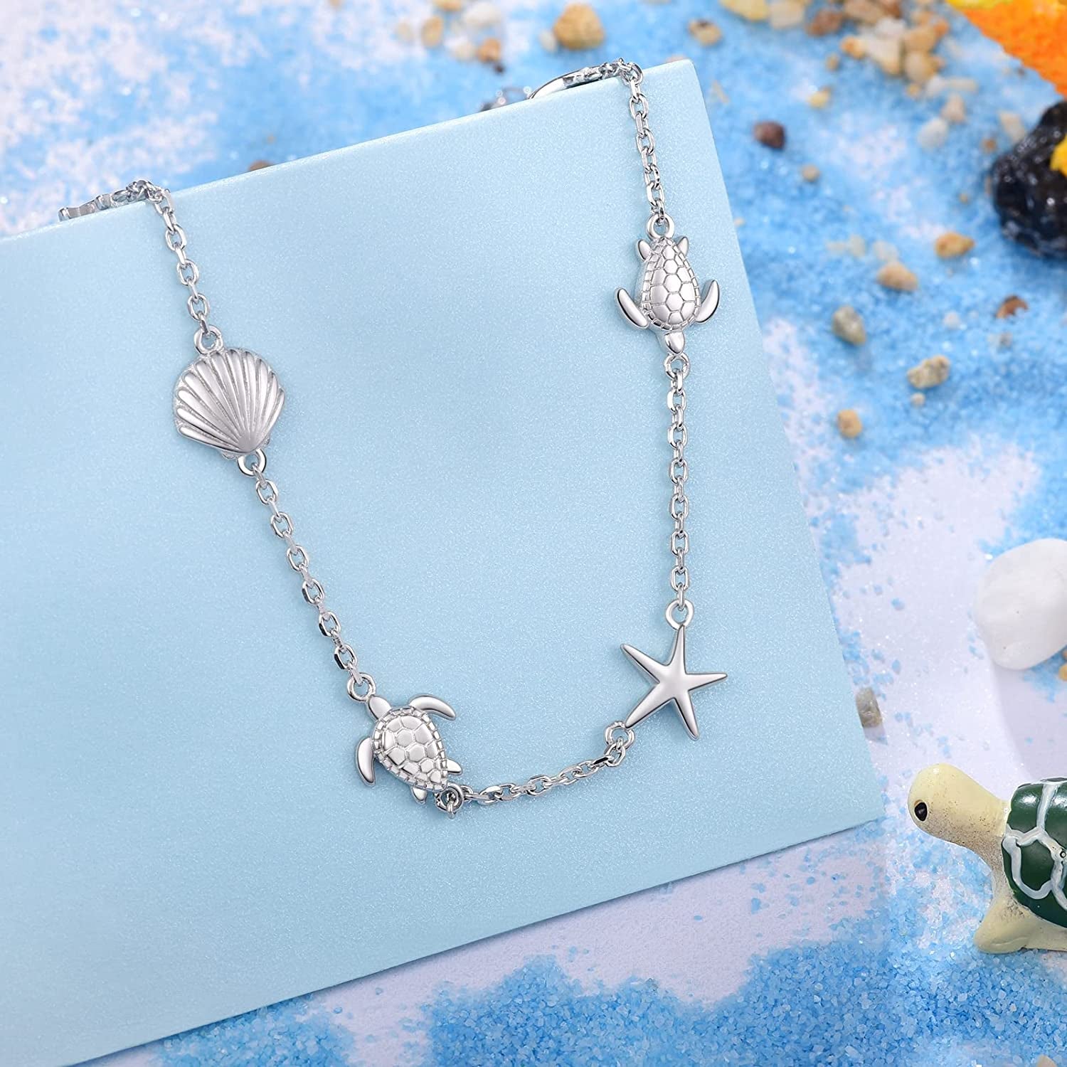 BEILIN 925 Sterling Silver Seabeach Anklets for Women Teen Girls Ocean Ankle Bracelets for Women Apparel & Accessories > Jewelry > Anklets BEILIN   