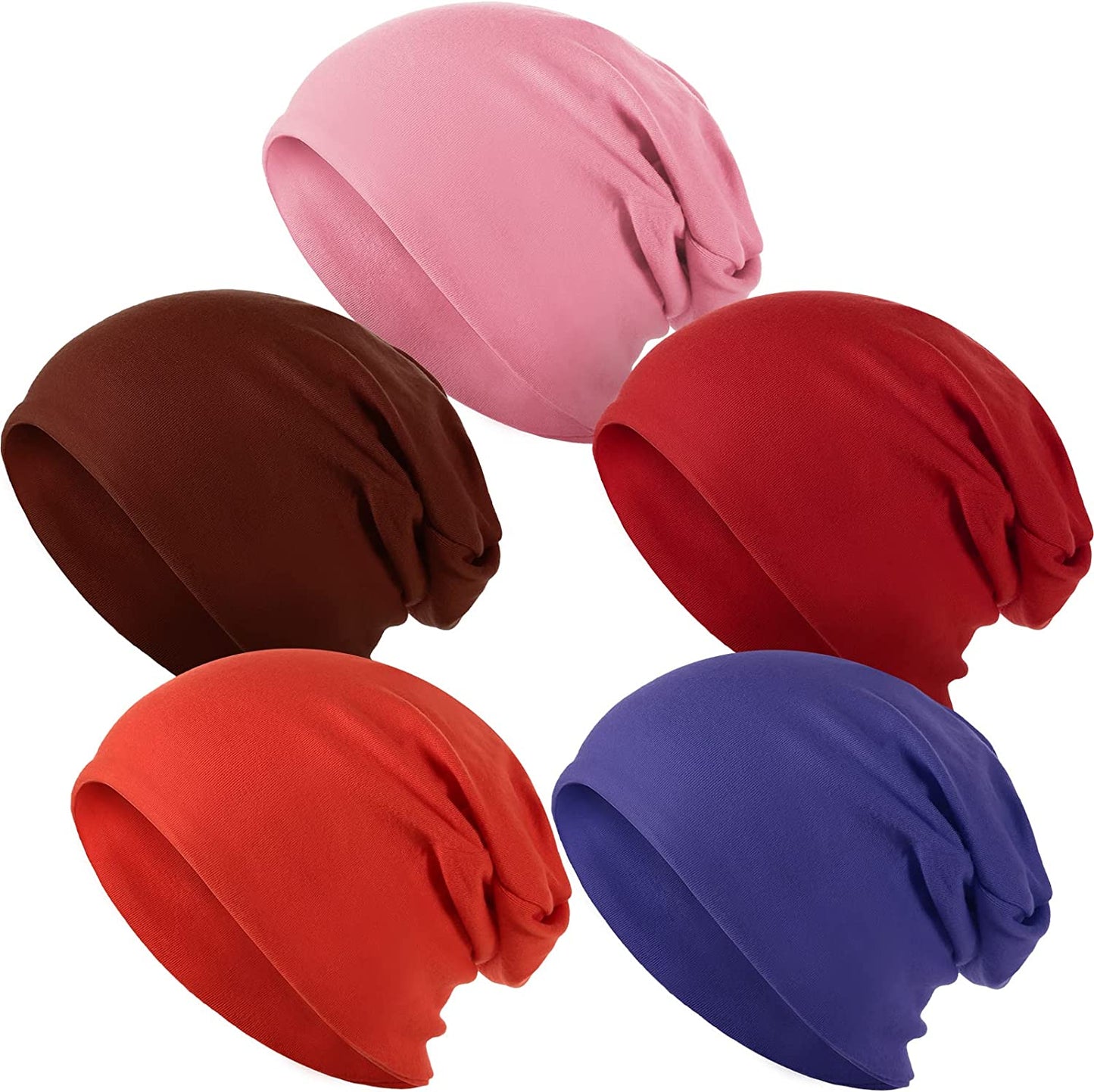 SATINIOR 5 Pieces Women'S Slouchy Beanie Hat Baggy Skull Sleep Cap Turban Headwear Apparel & Accessories > Clothing Accessories > Hats SATINIOR Plain Style  