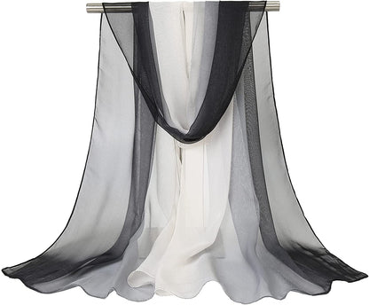 Ombre Silk Scarf Oblong Gradiente Scarves Lightweight Accent Scarfs for Women Apparel & Accessories > Clothing Accessories > Scarves & Shawls Yeieeo Gray and Black  