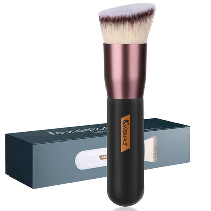 Flat Top Foundation Brush, Premium Kabuki Makeup Brush for Liquid, Blending, Cream, Powder,Blush Buffing Stippling Face Makeup Tools (Black, a (Flat Top)) Health & Beauty > Personal Care > Cosmetics > Cosmetic Tools > Makeup Tools KINGMAS Black C (Angled Top) 