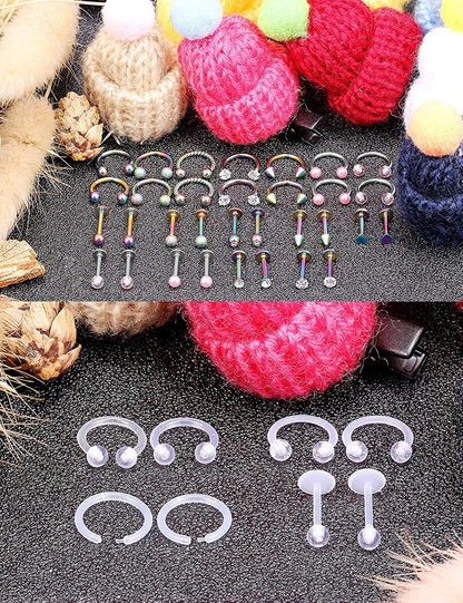 Hoeudjo 16G Surgical Steel Lip Rings Clear Diamond CZ Labret Studs Tragus Horseshoe Ring Helix Hoop Earring Body Jewelry Piercing Retainer for Women Men 8Mm Apparel & Accessories > Jewelry > Rings Hoeudjo   