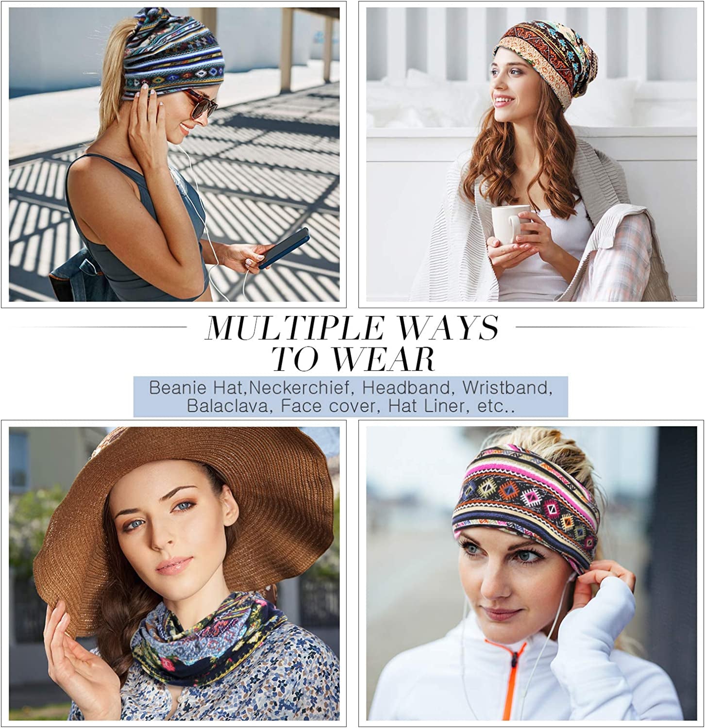 SATINIOR 5 Pieces Women'S Slouchy Beanie Hat Baggy Skull Sleep Cap Turban Headwear Apparel & Accessories > Clothing Accessories > Headwear SATINIOR   