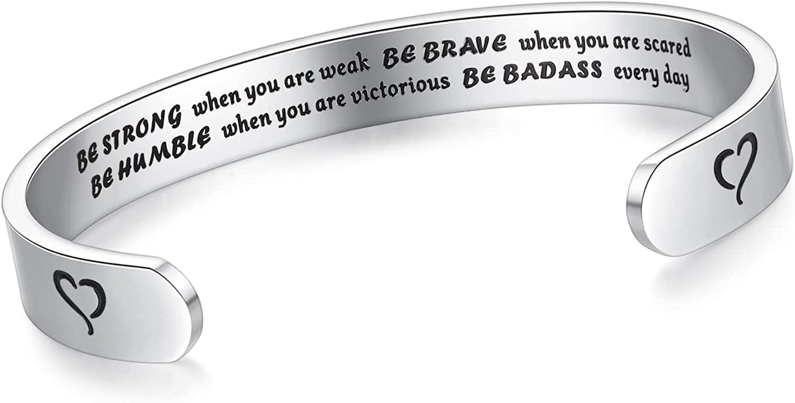 Aryahozel Motivational Cuff Bracelet for Women Girls, Personalized Jewelry Gifts for Her Daughter Mom Sister Niece Best Friends, Engraved Different Sayings Apparel & Accessories > Jewelry > Bracelets AryaHozel Girl/Women gifts-Be strong when you are weak…  