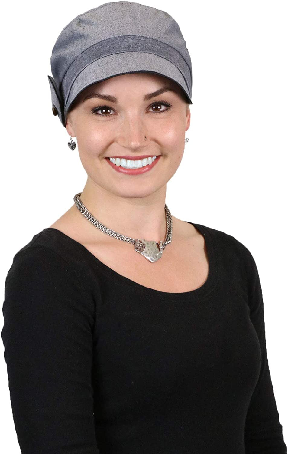 Newsboy Cap Summer Hats for Women 50+ UPF Visor Chemo Headwear Cancer Hair Loss 100% Cotton Small or Medium Heads Barcelona Apparel & Accessories > Clothing Accessories > Headwear Hats Scarves & More Grey Medium  