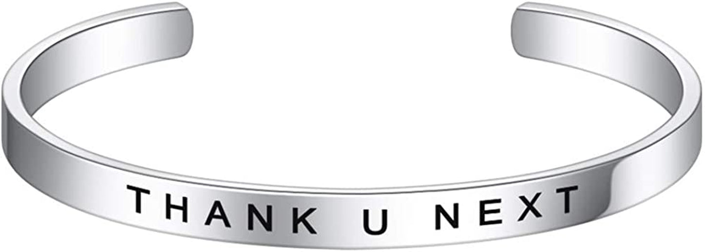 M MOOHAM Bracelets for Women- Engraved Quote Inspirational Bracelet Birthday Christmas Funny Gifts for Best Friend, Daughter, Son, Sister, Niece, Mom, Coworkers, Stainless Steel Jewelry Apparel & Accessories > Jewelry > Bracelets M MOOHAM THANK U NEXT  