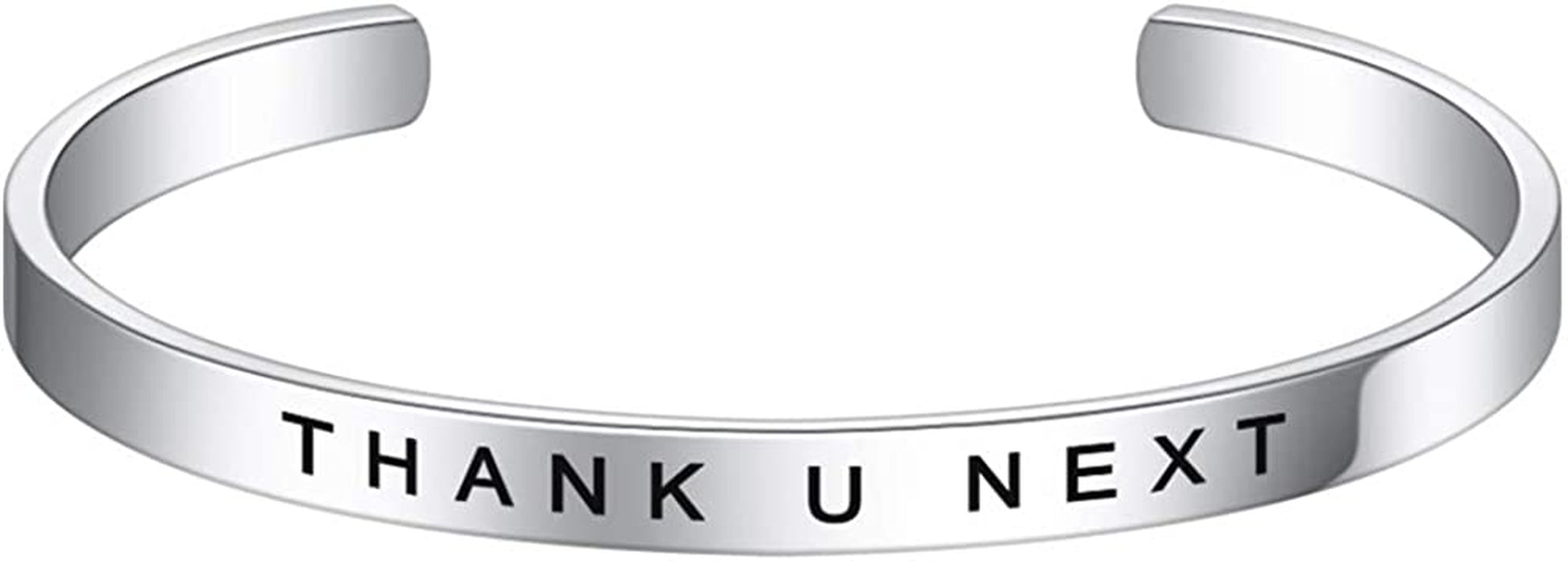 M MOOHAM Bracelets for Women- Engraved Quote Inspirational Bracelet Birthday Christmas Funny Gifts for Best Friend, Daughter, Son, Sister, Niece, Mom, Coworkers, Stainless Steel Jewelry Apparel & Accessories > Jewelry > Bracelets M MOOHAM THANK U NEXT  