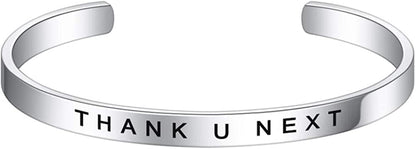 M MOOHAM Bracelets for Women- Engraved Quote Inspirational Bracelet Birthday Christmas Funny Gifts for Best Friend, Daughter, Son, Sister, Niece, Mom, Coworkers, Stainless Steel Jewelry Apparel & Accessories > Jewelry > Bracelets M MOOHAM THANK U NEXT  