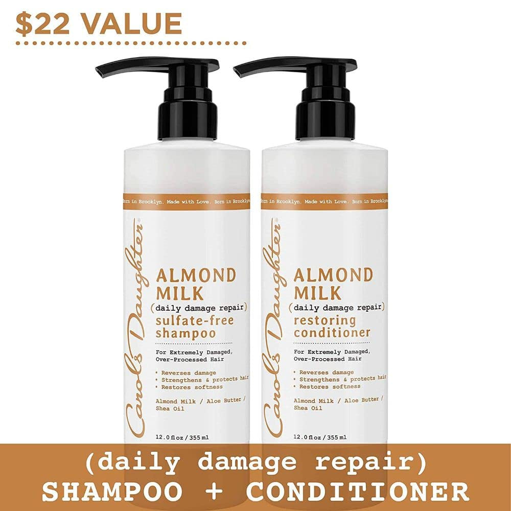 Carol’S Daughter Almond Milk Daily Damage Repair Sulfate Free Shampoo and Conditioner Set for Damaged Hair, Shampoo and Restoring Hair Conditioner with Shea and Aloe Health & Beauty > Personal Care > Hair Care Carol's Daughter   