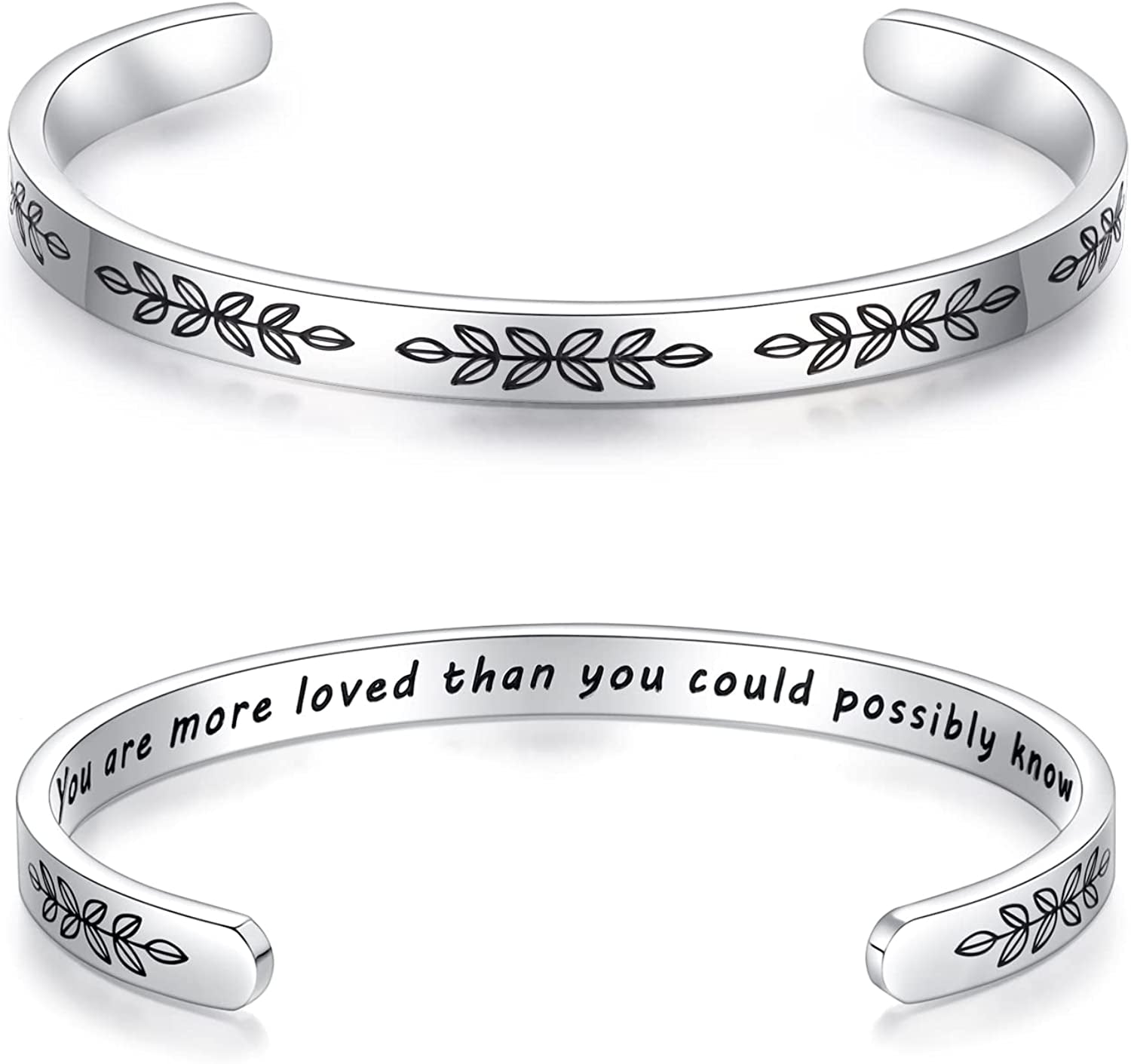 Aryahozel Motivational Cuff Bracelet for Women Girls, Personalized Jewelry Gifts for Her Daughter Mom Sister Niece Best Friends, Engraved Different Sayings Apparel & Accessories > Jewelry > Bracelets AryaHozel Women/girl Gift-You are more loved than you possibly know  