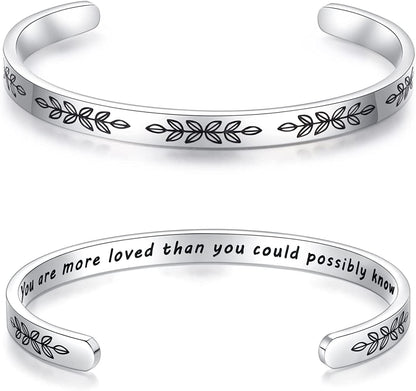 Aryahozel Motivational Cuff Bracelet for Women Girls, Personalized Jewelry Gifts for Her Daughter Mom Sister Niece Best Friends, Engraved Different Sayings Apparel & Accessories > Jewelry > Bracelets AryaHozel Women/girl Gift-You are more loved than you possibly know  
