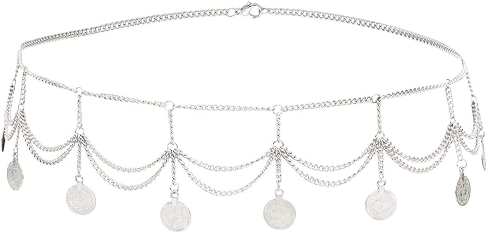 Idealway Vintage Waist Chain Hollow Carving Rhinestone Crystal Body Chain Summer Beach Body Waist Chain Jewelry Apparel & Accessories > Jewelry > Body Jewelry idealway Silver A  