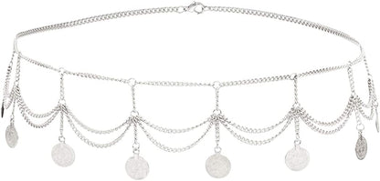 Idealway Vintage Waist Chain Hollow Carving Rhinestone Crystal Body Chain Summer Beach Body Waist Chain Jewelry Apparel & Accessories > Jewelry > Body Jewelry idealway Silver A  