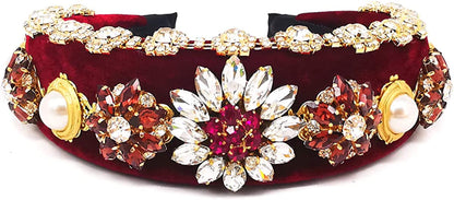 QTMY Wide Headbands Fashion Women Baroque Flower Gemstone Hair Accessories Head Band Fashion Headwear Hairbands for Women,Light Blue Apparel & Accessories > Clothing Accessories > Headwear QTMY   