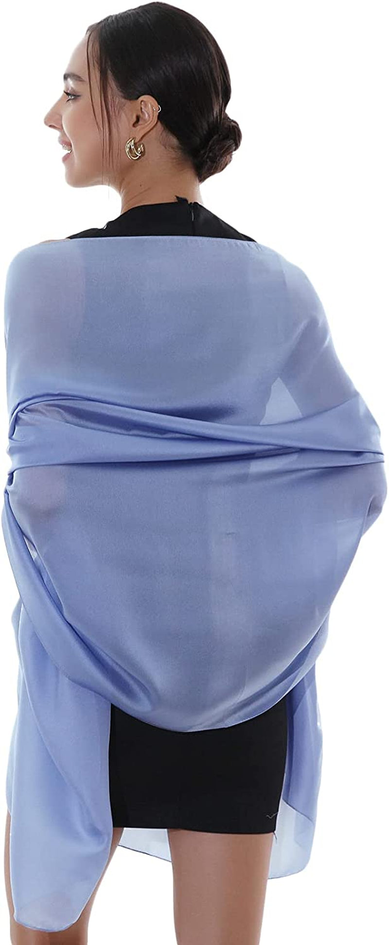RIIQIICHY Pashmina Shawls Wraps for Women Evening Dresses like Chiffon Silk Scarf for Weddings Apparel & Accessories > Clothing Accessories > Scarves & Shawls RIIQIICHY Blue  