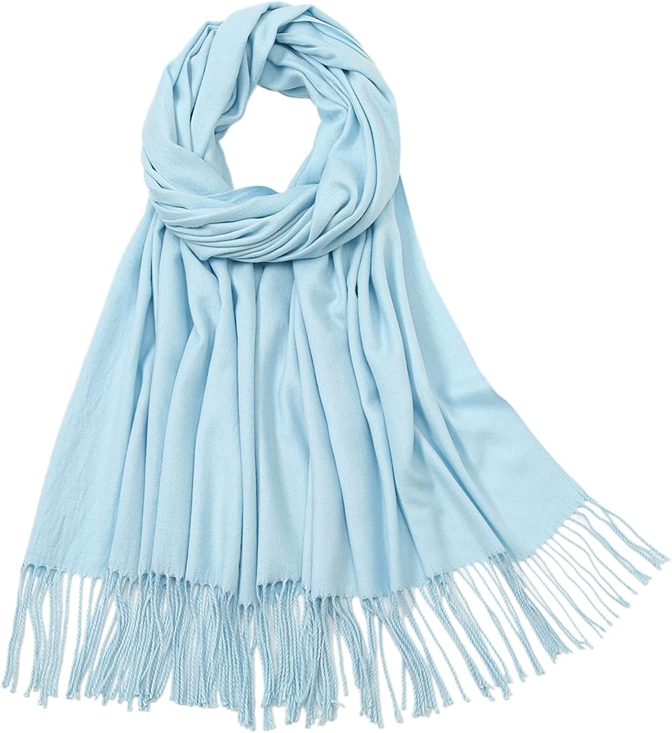 RIIQIICHY Women'S Scarf Pashmina Shawls and Wraps for Evening Dress Bridesmaid Wedding Bridal Winter Warm Long Large Scarves Apparel & Accessories > Clothing Accessories > Scarves & Shawls RIIQIICHY Light Blue  