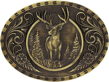 Montana Silversmiths Heritage Wildlife Outdoor Series Attitude Buckle Apparel & Accessories > Clothing Accessories > Belt Buckles Montana Silversmiths Wild Stag - Antique Brass  