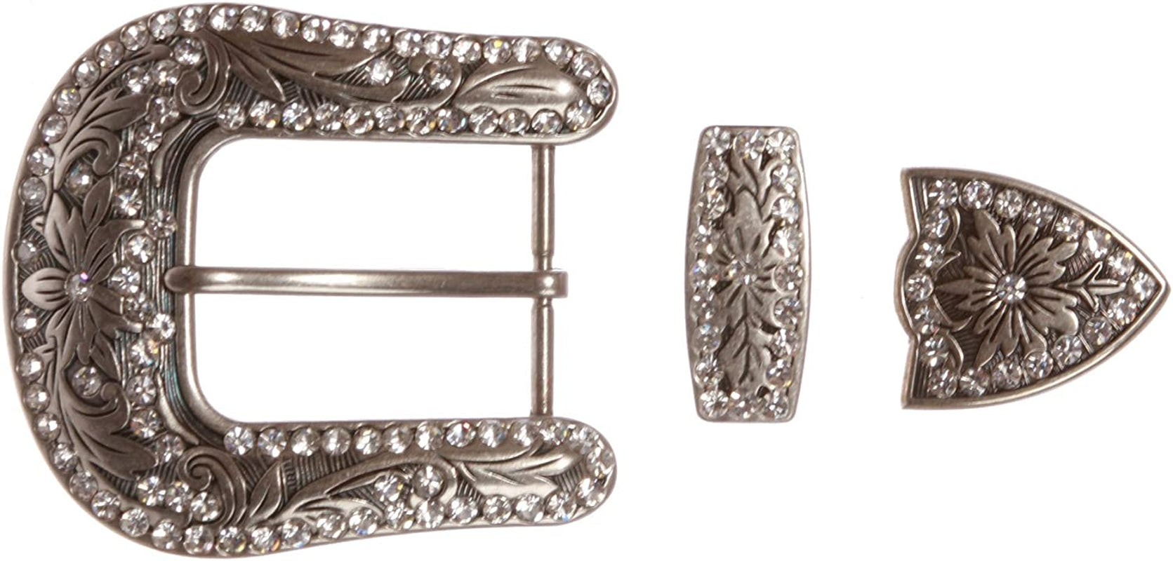 Western Rhinestone Belt Buckle Set for Replacement or Leather Craft 1-1/2" Apparel & Accessories > Clothing Accessories > Belt Buckles beltiscool Silver  