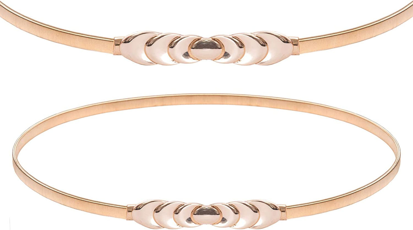 GRACE KARIN Women Skinny Metal Cinch Belt Gold Waistband Elastic Waist Belt CL633 Apparel & Accessories > Clothing Accessories > Belts GRACE KARIN Gold-circle Medium 