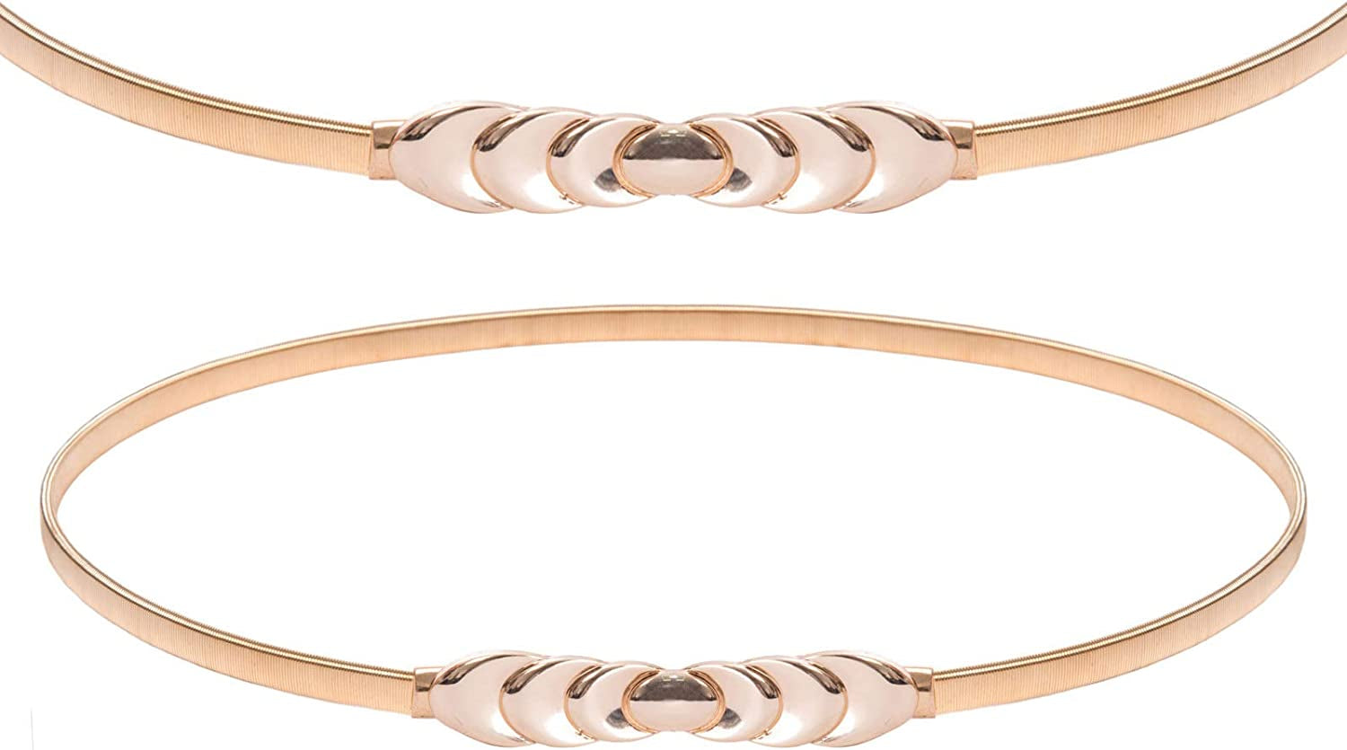 GRACE KARIN Women Skinny Metal Cinch Belt Gold Waistband Elastic Waist Belt CL633 Apparel & Accessories > Clothing Accessories > Belts GRACE KARIN Gold-circle Medium 