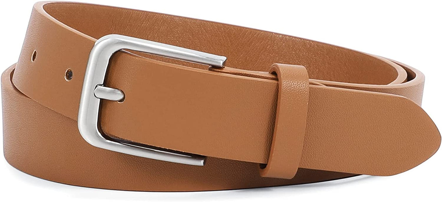 Women Casual Leather Belt for Jeans Pants, Fashion Ladies Girls Waist Dress Belt Apparel & Accessories > Clothing Accessories > Belts WHIPPY 2-brown S: Fit Waist Size 25-31 Inches 