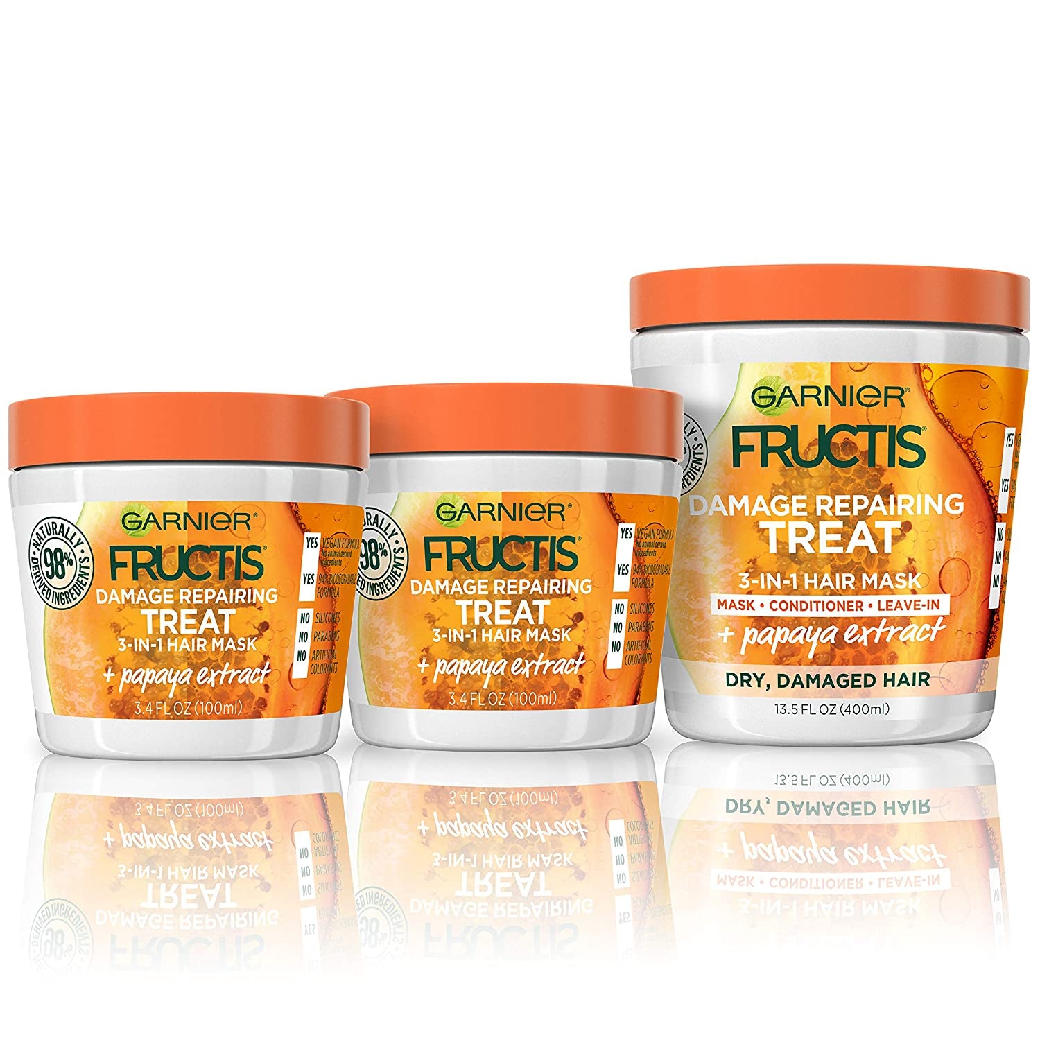 Garnier Fructis Hair Care Smoothing Hair Mask Treatment with Avocado Extract, Vegan, Paraben and Silicone-Free, (Amount) Health & Beauty > Personal Care > Hair Care Garnier Papaya 3 Piece Assortment 