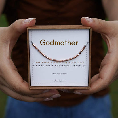Rarelove Godmother Morse Code Bracelets Birthday Christmas Christen Gift for Women Rose Golden Beads String Bracelet Apparel & Accessories > Jewelry > Bracelets RareLove   
